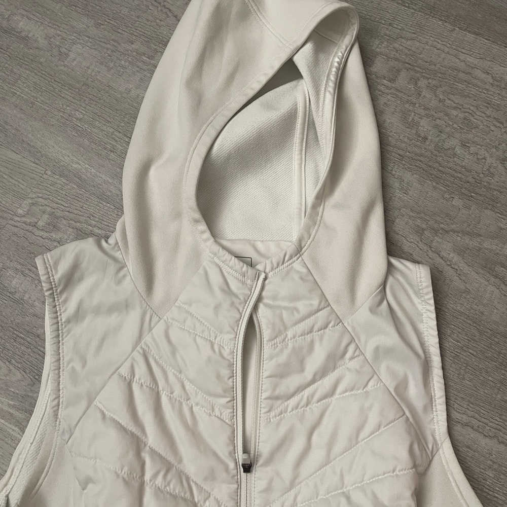 The North Face Hooded Vest Womens Size Sp white  Quilted Front Flashdry Full Zip - Picture 6 of 10